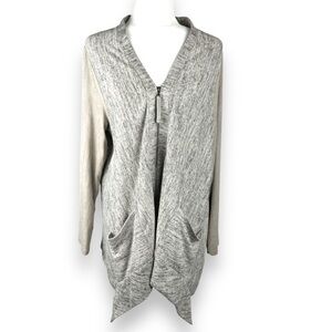 Logo Lori Goldstein Cardigan Sweater Womens Size Large Cozy Slouchy Pockets Knit